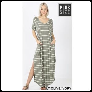 New Striped Maxi Dress Plus Size